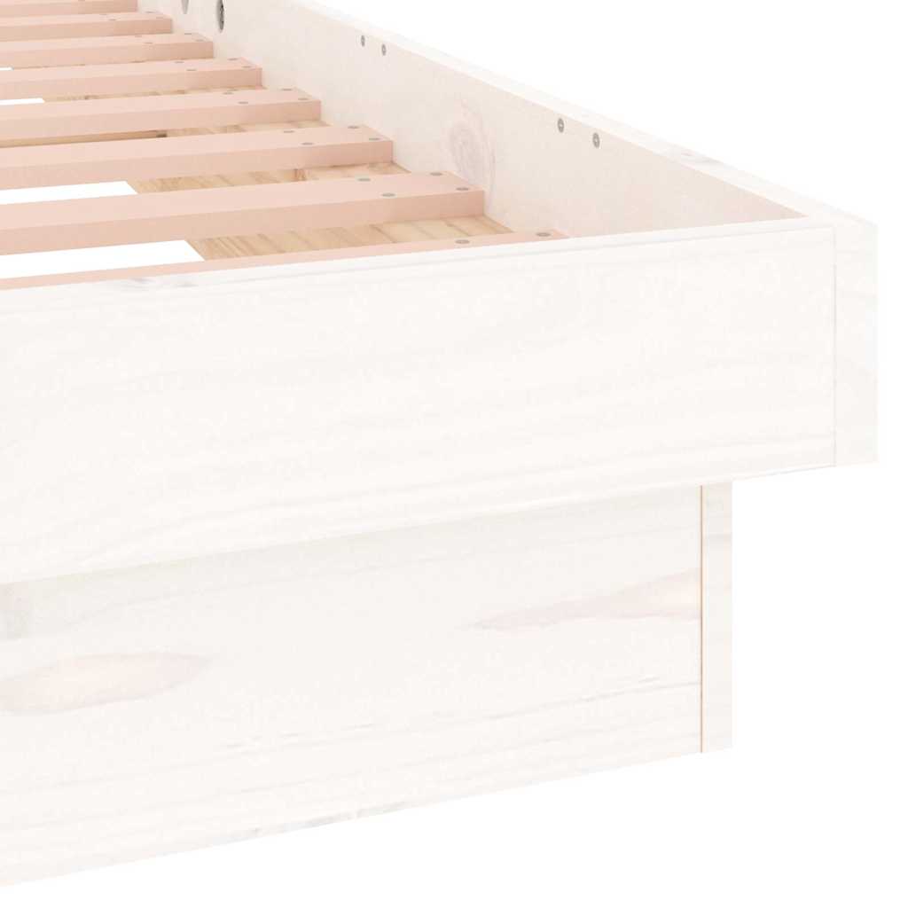Rám Postele S Led Bílý Small Single Masivní Dřevo