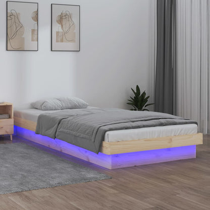 Rám Postele S Led Bílý Small Single Masivní Dřevo