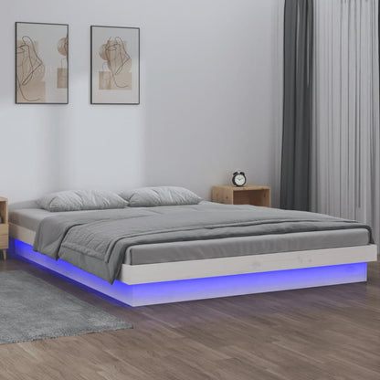 Rám Postele S Led Bílý Small Single Masivní Dřevo