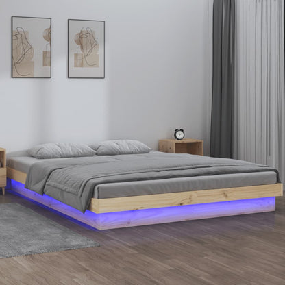 Rám Postele S Led Bílý Small Single Masivní Dřevo