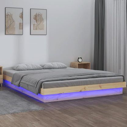 Rám Postele S Led Bílý Small Single Masivní Dřevo