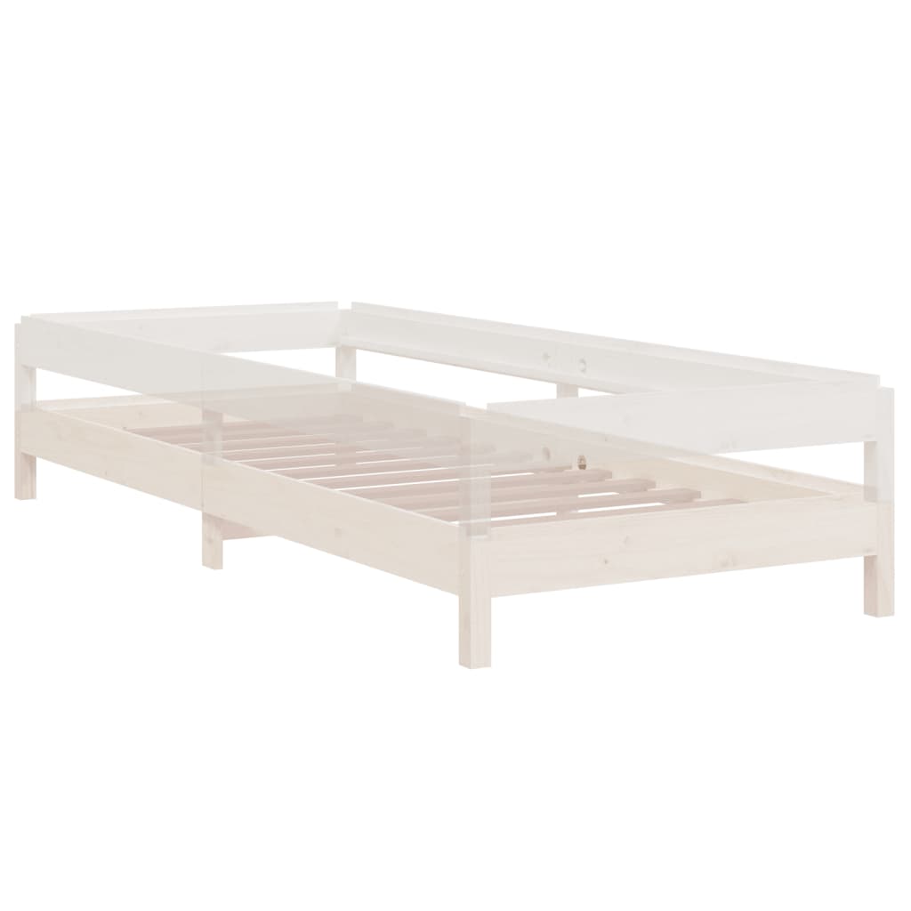 Stohovatelná Postel Bílá 90 X 190 Cm Masivní Borovice