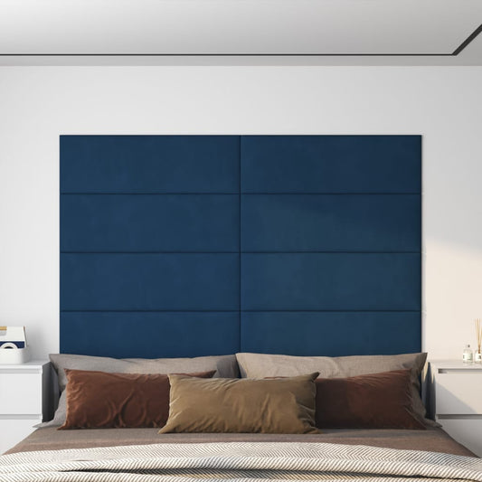 Nástěnné panely 12 ks modré 90 x 30 cm samet 3,24 m²