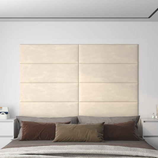 Nástěnné panely 12 ks krémové 90 x 30 cm samet 3,24 m²