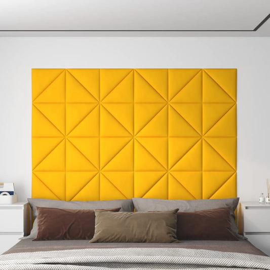 Nástěnné panely 12 ks žluté 30 x 30 cm samet 0,54 m²
