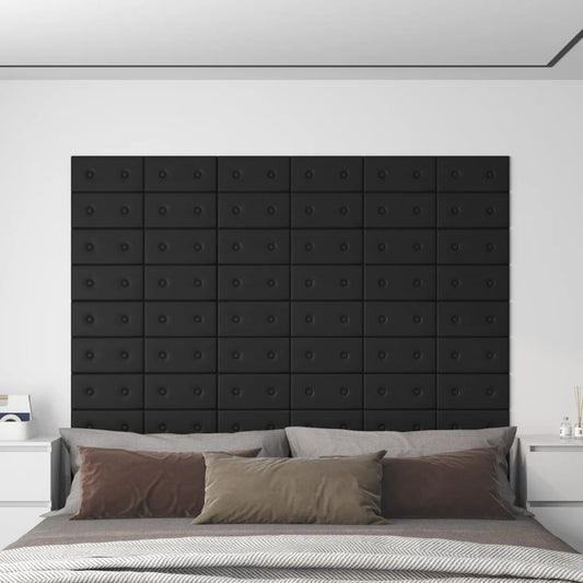 Nástěnné panely 12 ks černé 30 x 15 cm umělá kůže 0,54 m²