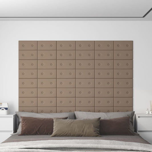 Nástěnné panely 12 ks cappuccino 30 x 15 cm umělá kůže 0,54 m²
