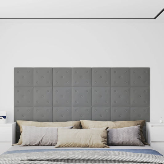 Nástěnné panely 12 ks šedé 30 x 30 cm umělá kůže 1,08 m²