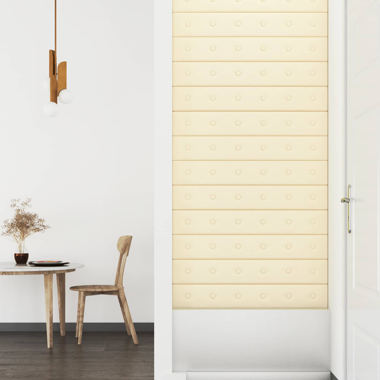 Nástěnný Čelník 12 Pcs Krémová 90 X 15 Cm Umělá Kůže
