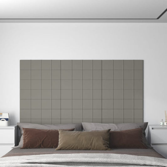 Nástěnné panely 12 ks světle šedé 60 x 15 cm samet 1,08 m²