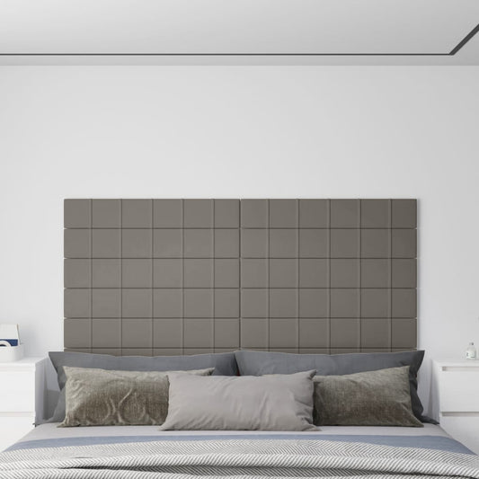 Nástěnné panely 12 ks světle šedé 90 x 15 cm samet 1,62 m²