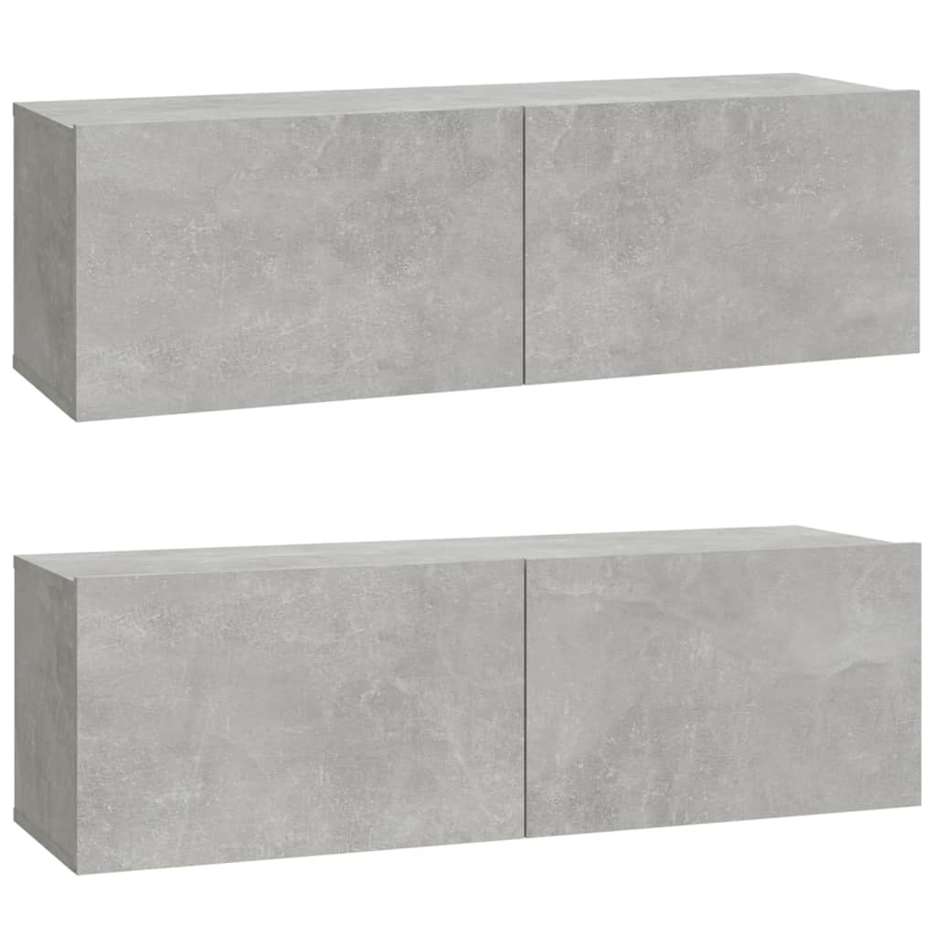 Nástěnné Tv Skříňky 2 Ks Betonově Šedé 100X30X30 Cm Kompozit