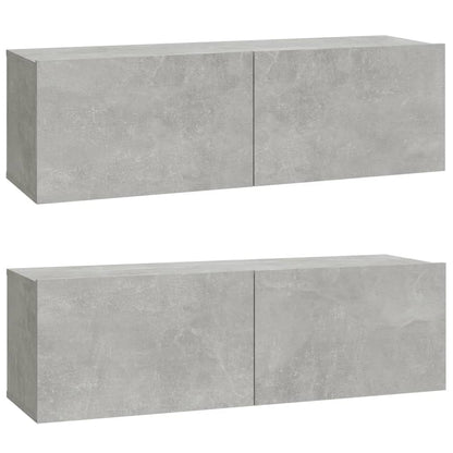 Nástěnné Tv Skříňky 2 Ks Betonově Šedé 100X30X30 Cm Kompozit