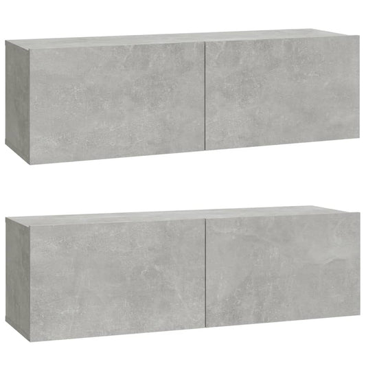 Nástěnné Tv Skříňky 2 Ks Betonově Šedé 100X30X30 Cm Kompozit