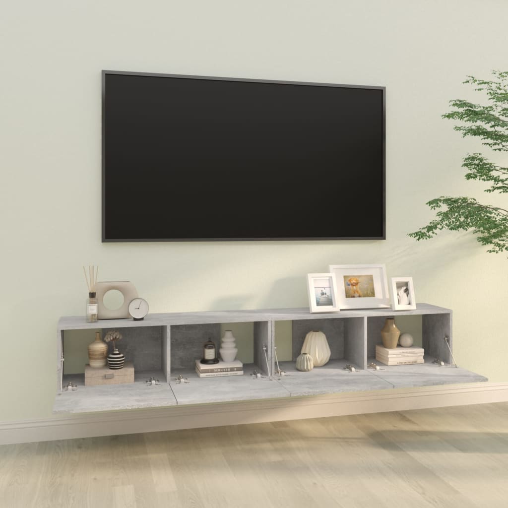 Nástěnné Tv Skříňky 2 Ks Betonově Šedé 100X30X30 Cm Kompozit