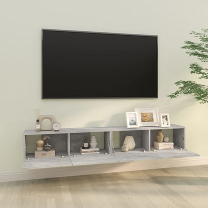 Nástěnné Tv Skříňky 2 Ks Betonově Šedé 100X30X30 Cm Kompozit
