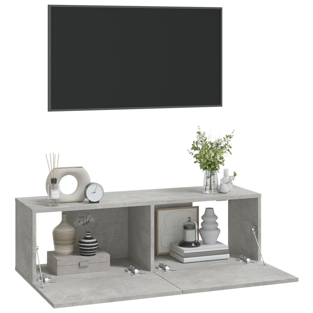 Nástěnné Tv Skříňky 2 Ks Betonově Šedé 100X30X30 Cm Kompozit