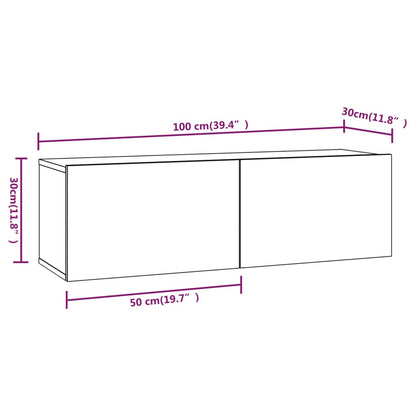 Nástěnné Tv Skříňky 2 Ks Betonově Šedé 100X30X30 Cm Kompozit