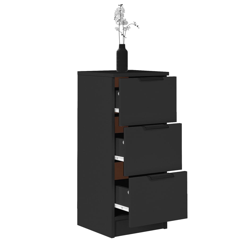 Příborníky 2 Ks Černé 30 X 30 X 70 Cm Kompozitní Dřevo