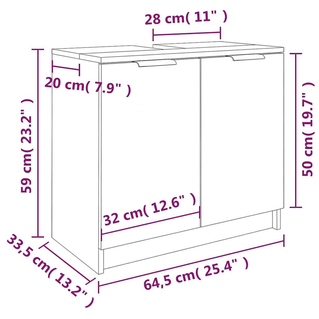 Koupelnová Skříňka Betonově Šedá 64,5 X 33,5 X 59 Cm Kompozit