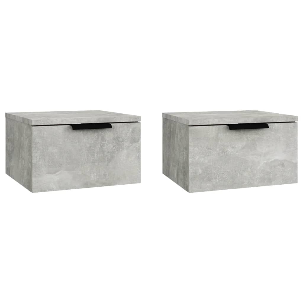 Nástěnné Noční Stolky 2 Ks Betonově Šedé 34 X 30 X 20 Cm