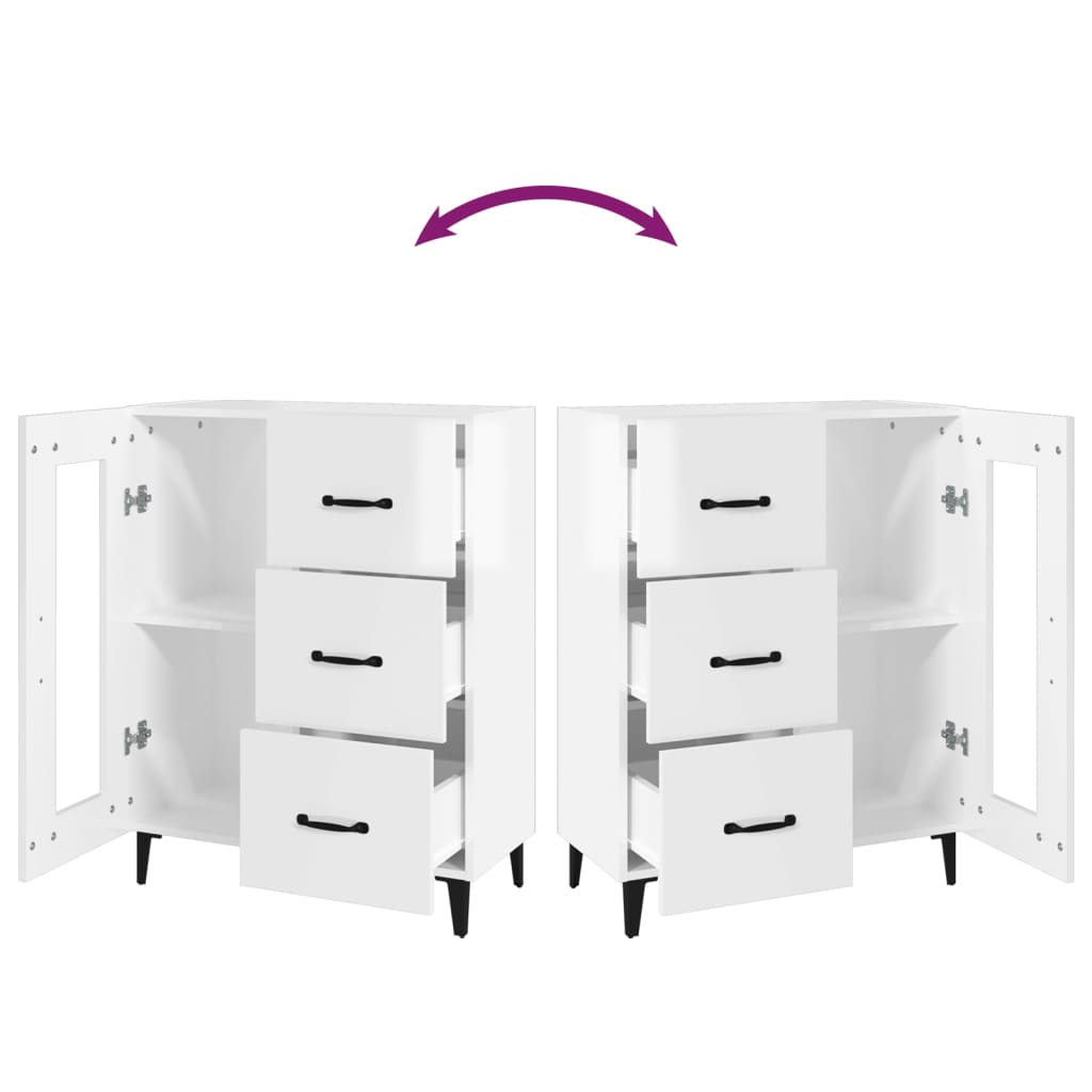 Příborník Bílý S Vysokým Leskem 69,5X34X90 Cm Kompozitní Dřevo