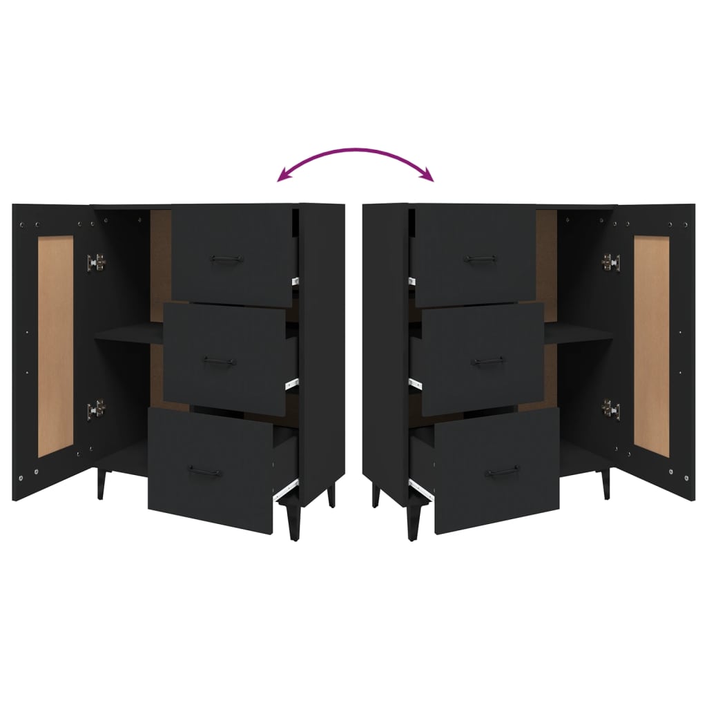 Příborník Černý 69,5 X 34 X 90 Cm Kompozitní Dřevo