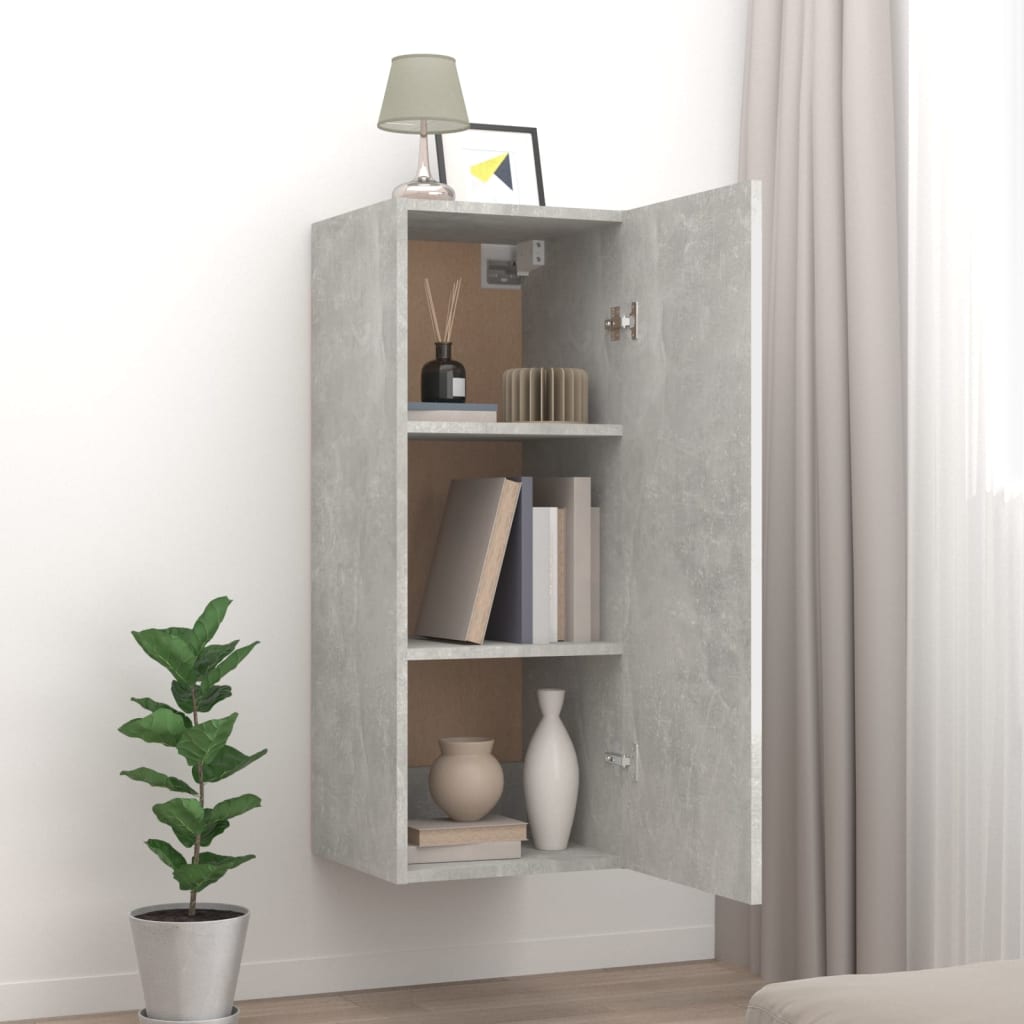 Nástěnná Skříňka Betonově Šedá 34,5X34X90 Cm Kompozitní Dřevo