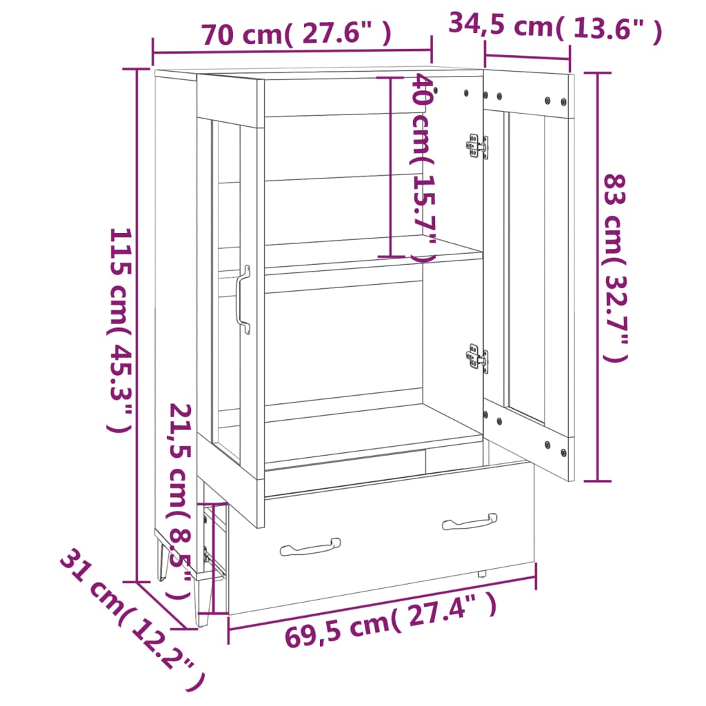 Komoda Betonově Šedá 70 X 31 X 115 Cm Kompozitní Dřevo