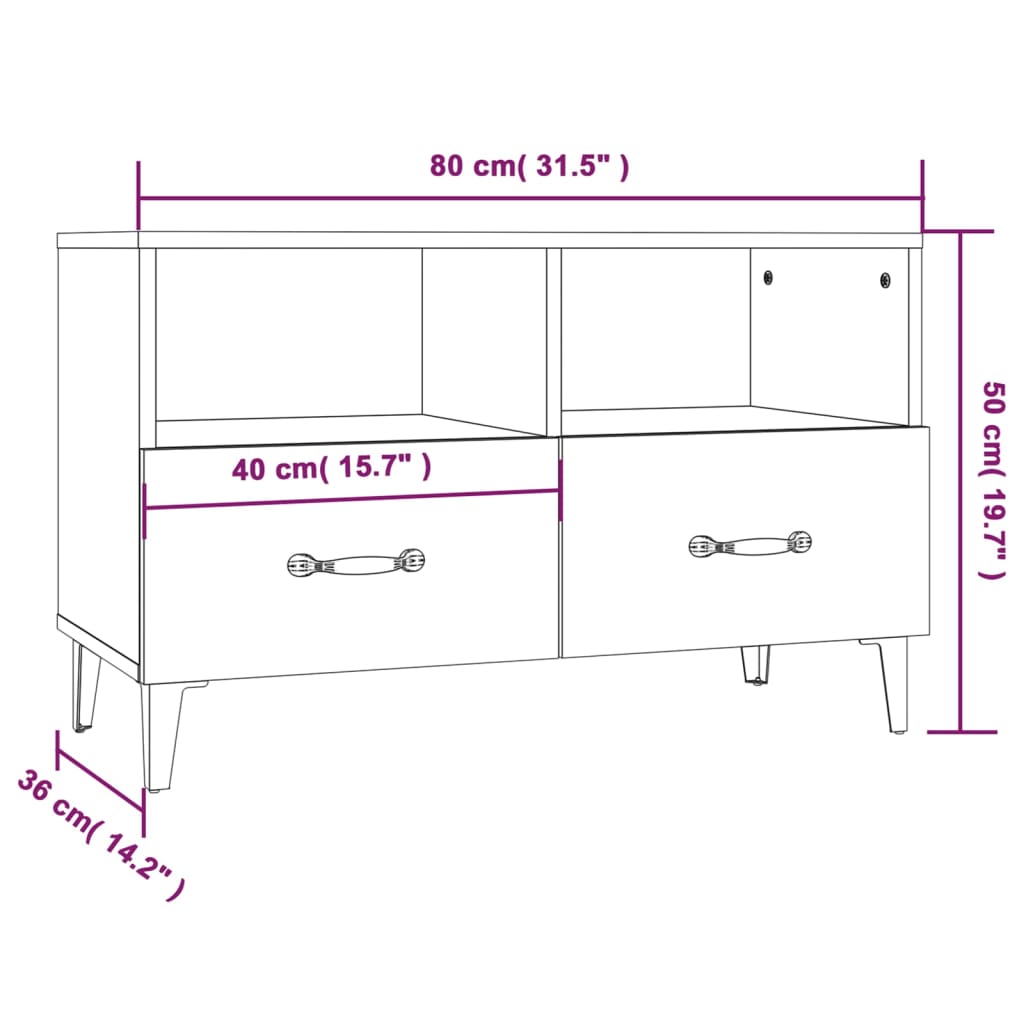 Tv Skříňka 80 X 36 X 50 Cm Kompozitní Dřevo