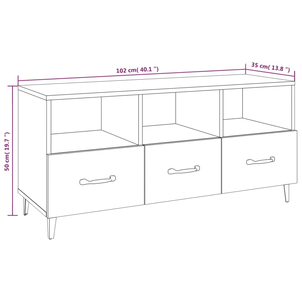Tv Skříňka 102 X 35 X 50 Cm Kompozitní Dřevo