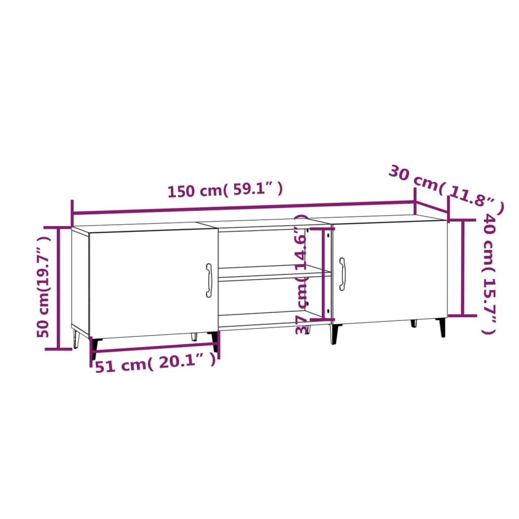 Tv Skříňka Betonově Šedá 150 X 30 X 50 Cm Kompozitní Dřevo