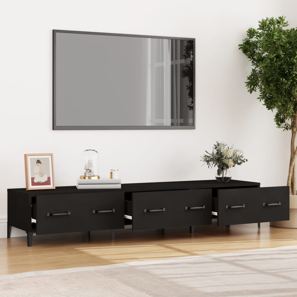 Tv Skříňka Černá 150 X 34,5 X 30 Cm Kompozitní Dřevo