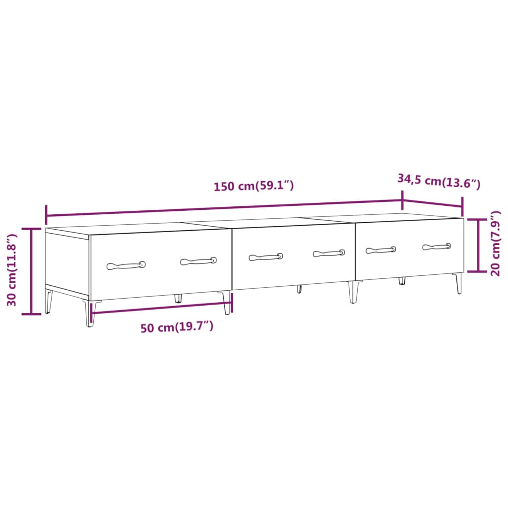 Tv Skříňka Černá 150 X 34,5 X 30 Cm Kompozitní Dřevo