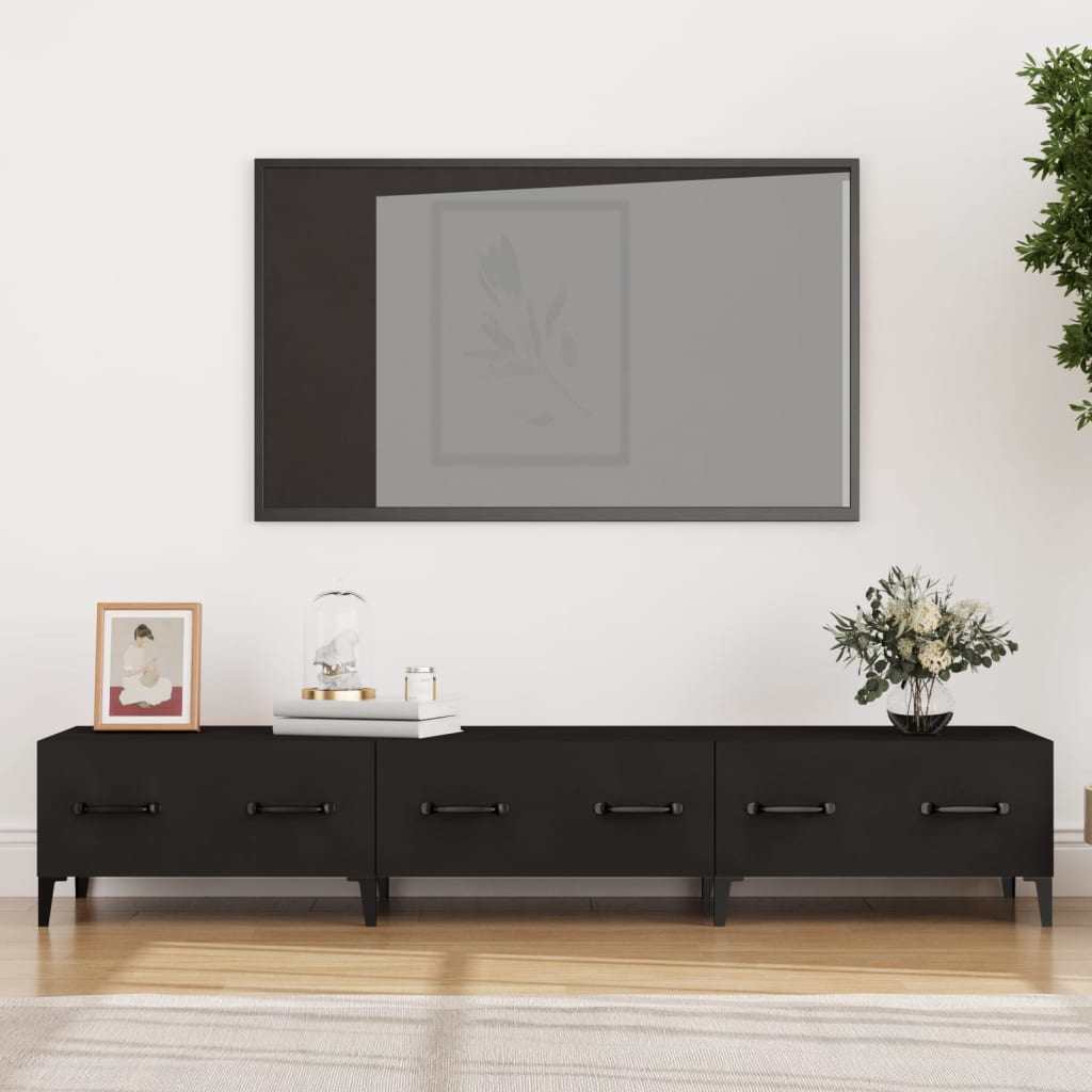 Tv Skříňka Černá 150 X 34,5 X 30 Cm Kompozitní Dřevo
