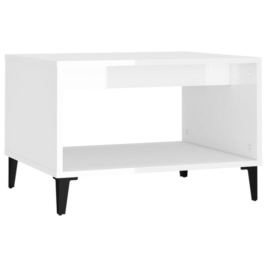 Konferenční Stolek Lesklý Bílý 60X50X40 Cm Kompozitní Dřevo