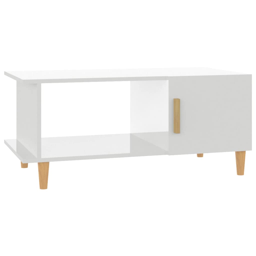Konferenční Stolek Lesklý Bílý 90 X 50 X 40 Cm Kompozitní Dřevo