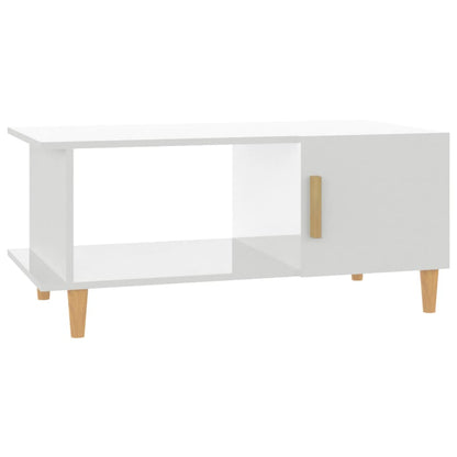Konferenční Stolek Lesklý Bílý 90 X 50 X 40 Cm Kompozitní Dřevo