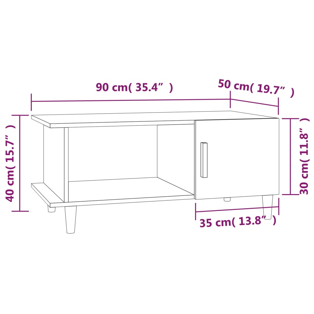 Konferenční Stolek Lesklý Bílý 90 X 50 X 40 Cm Kompozitní Dřevo