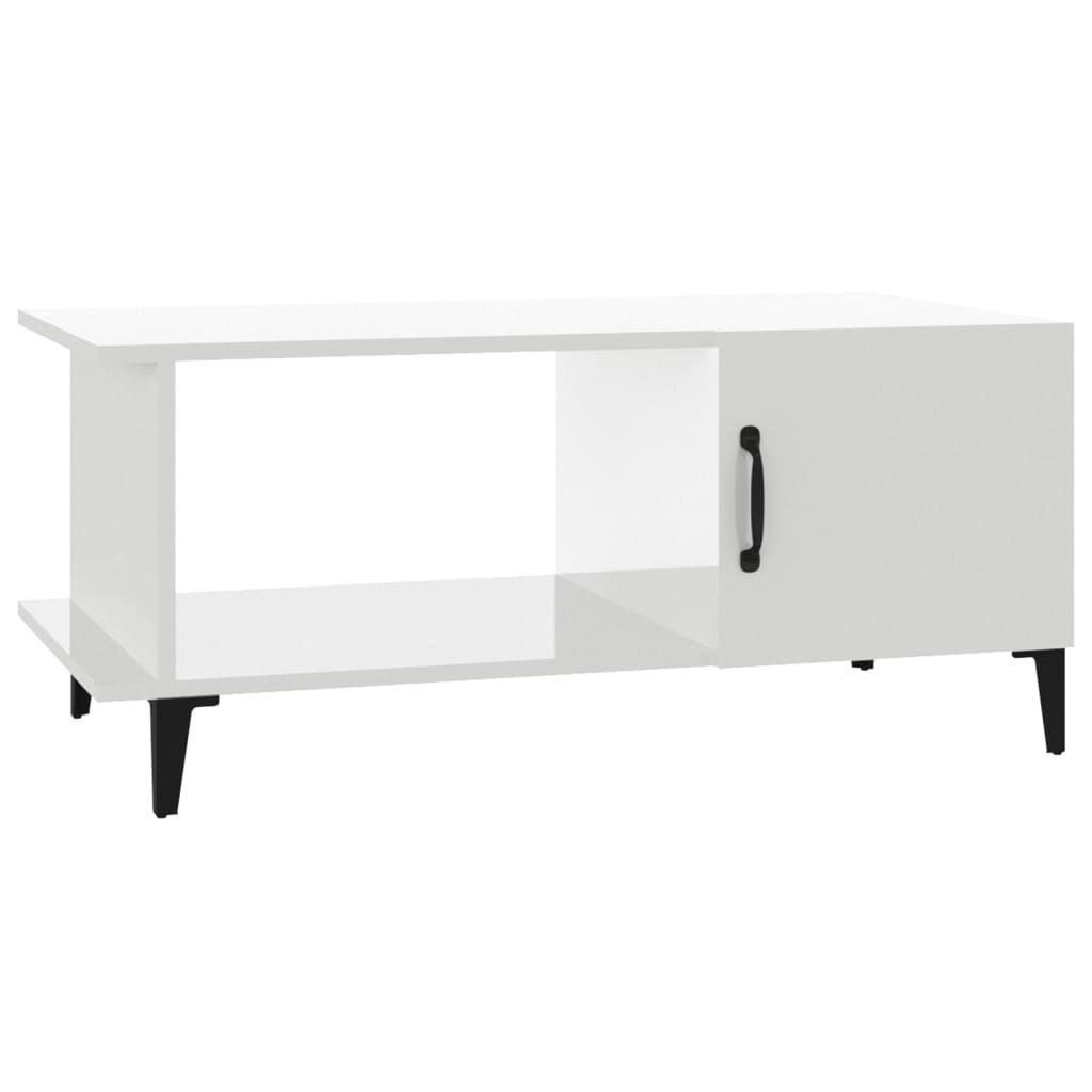 Konferenční Stolek Lesklý Bílý 90 X 50 X 40 Cm Kompozitní Dřevo