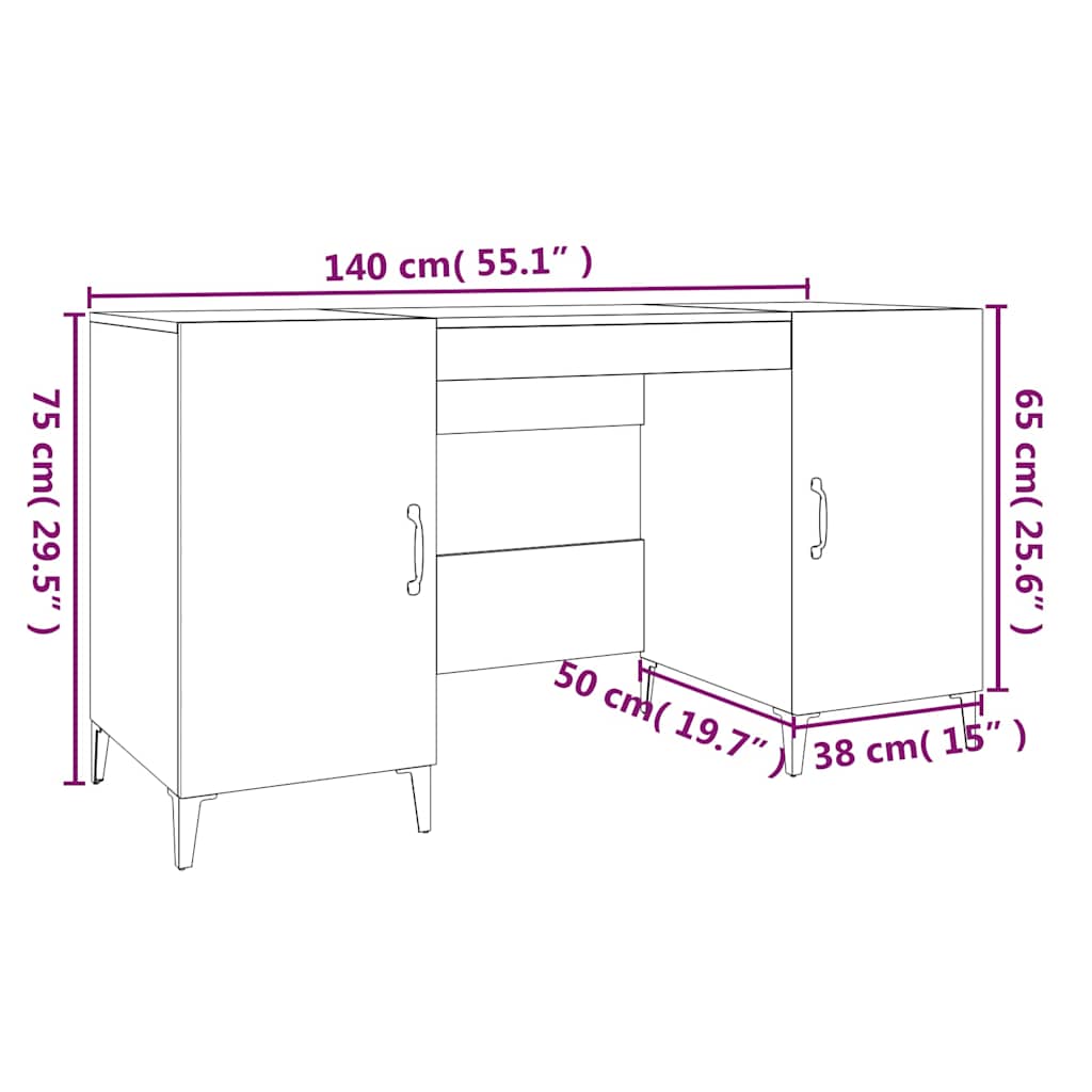Psací Stůl Betonově Šedý 140 X 50 X 75 Cm Kompozitní Dřevo