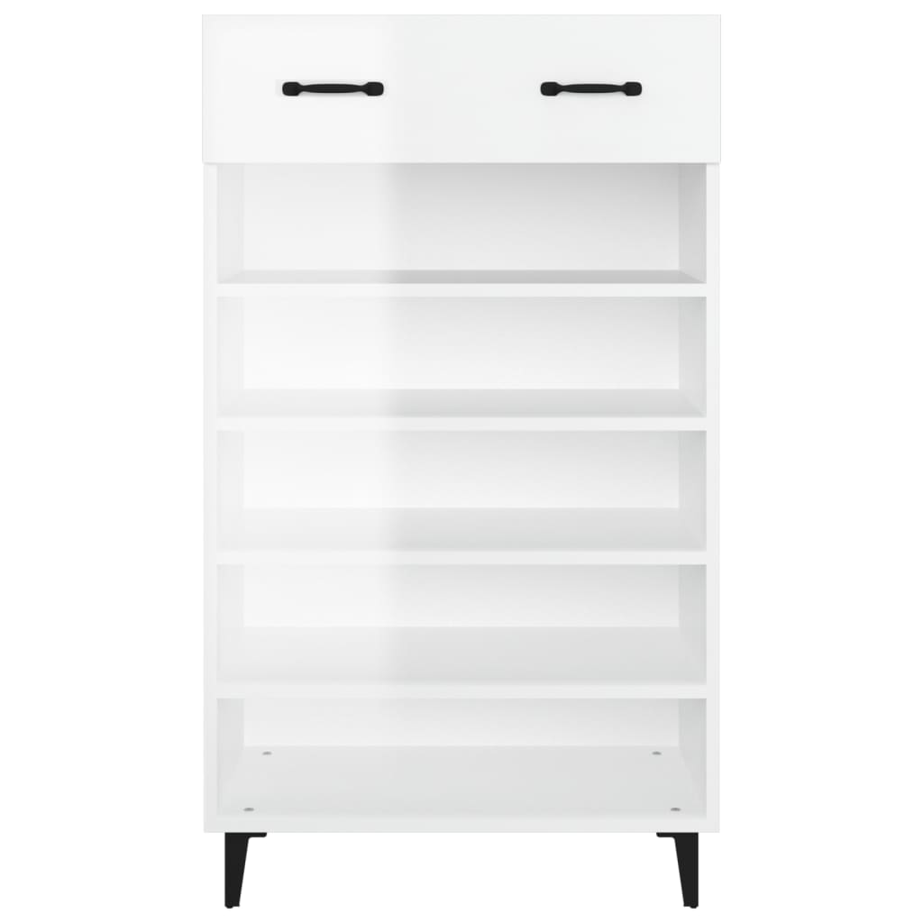 Botník Bílý S Vysokým Leskem 60 X 35 X 105 Cm Kompozitní Dřevo