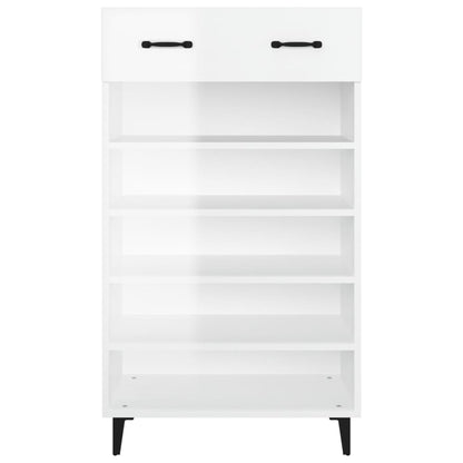 Botník Bílý S Vysokým Leskem 60 X 35 X 105 Cm Kompozitní Dřevo