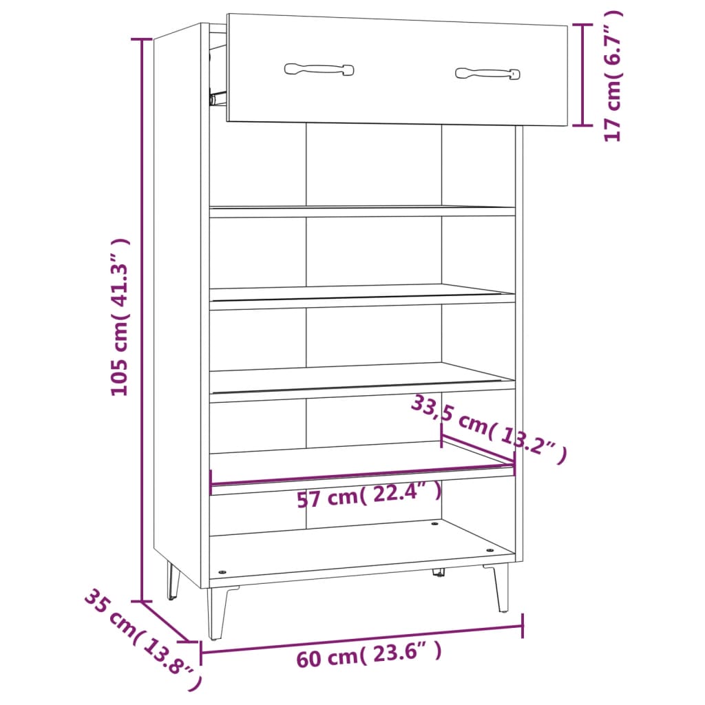 Botník Bílý S Vysokým Leskem 60 X 35 X 105 Cm Kompozitní Dřevo