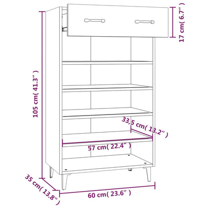Botník Bílý S Vysokým Leskem 60 X 35 X 105 Cm Kompozitní Dřevo