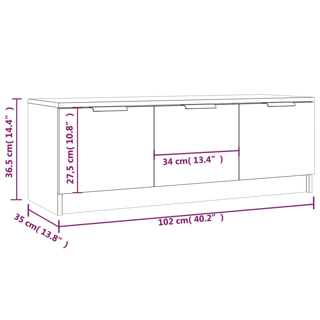 Tv Skříňka 102 X 35 X 36,5 Cm Kompozitní Dřevo