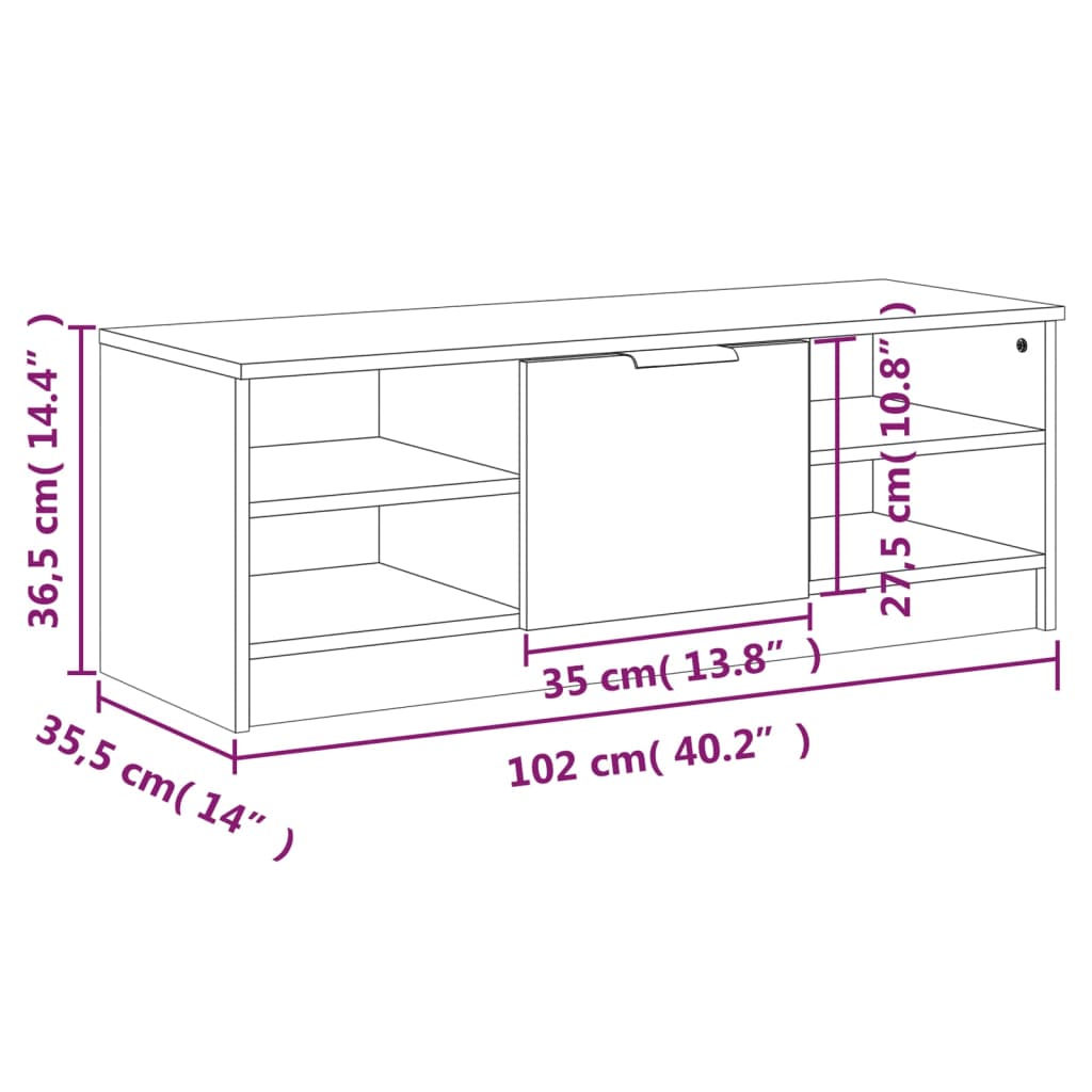 Tv Skříňka 102 X 35,5 X 36,5 Cm Kompozitní Dřevo