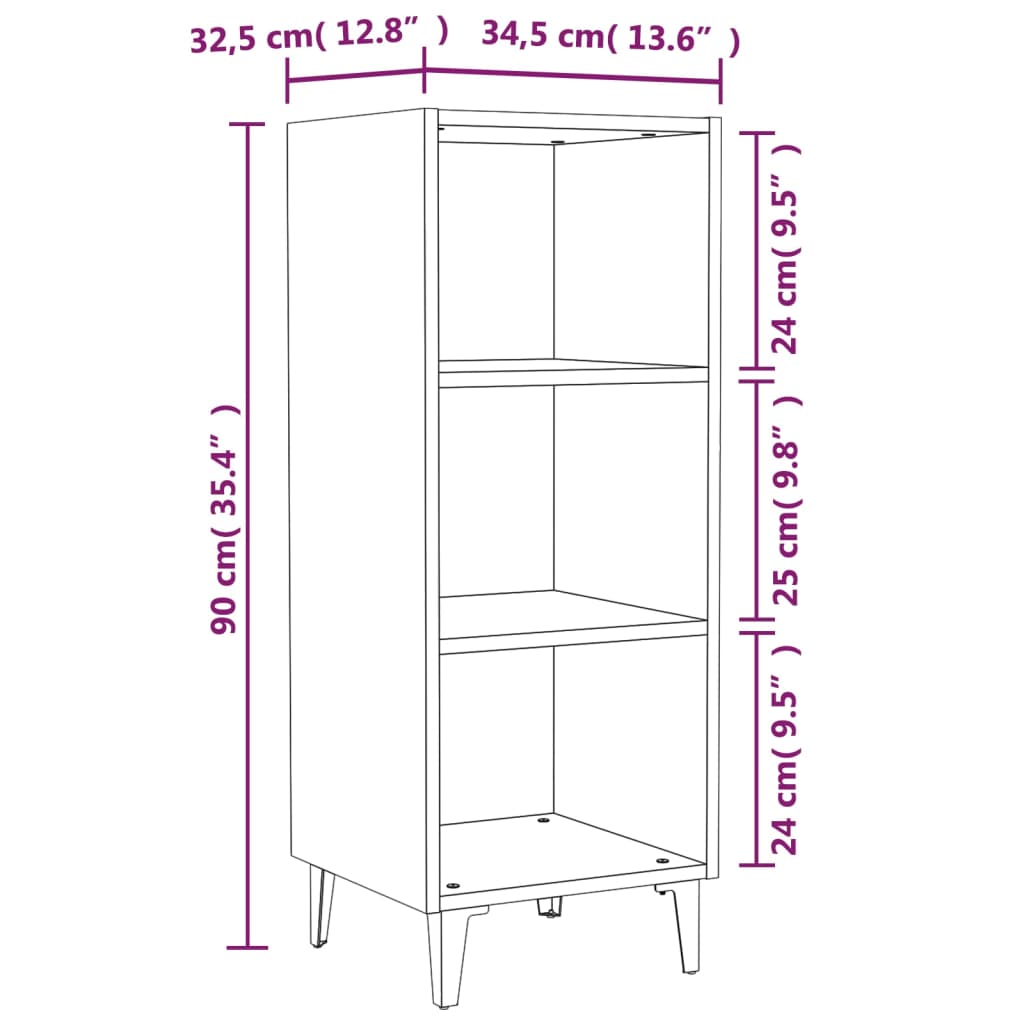 Příborník 34,5 X 32,5 X 90 Cm Kompozitní Dřevo