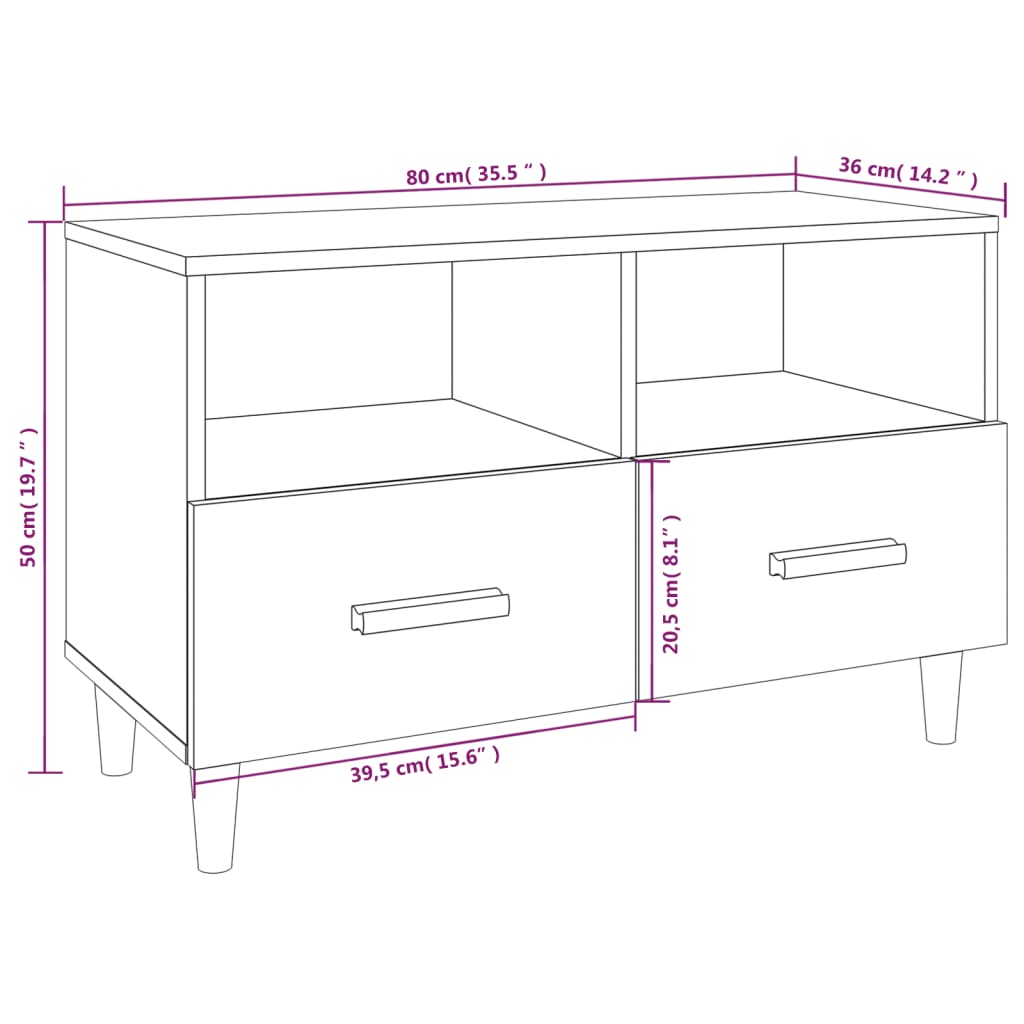 Tv Skříňka 80 X 36 X 50 Cm Kompozitní Dřevo