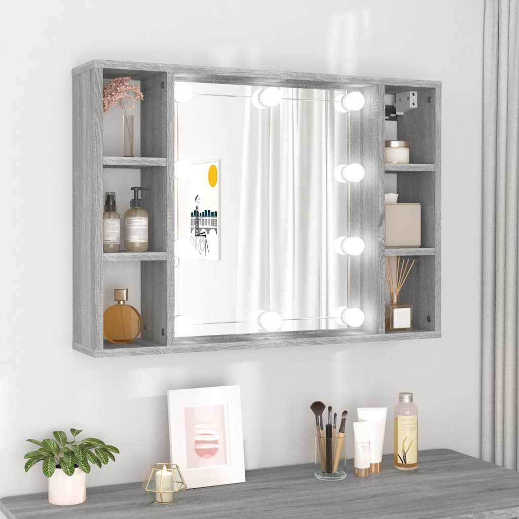 Zrcadlová Skříňka S Led Betonově Šedá 76 X 15 X 55 Cm
